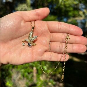 18K Gold Plated Stainless Steel Diamond Hummingbird Necklace